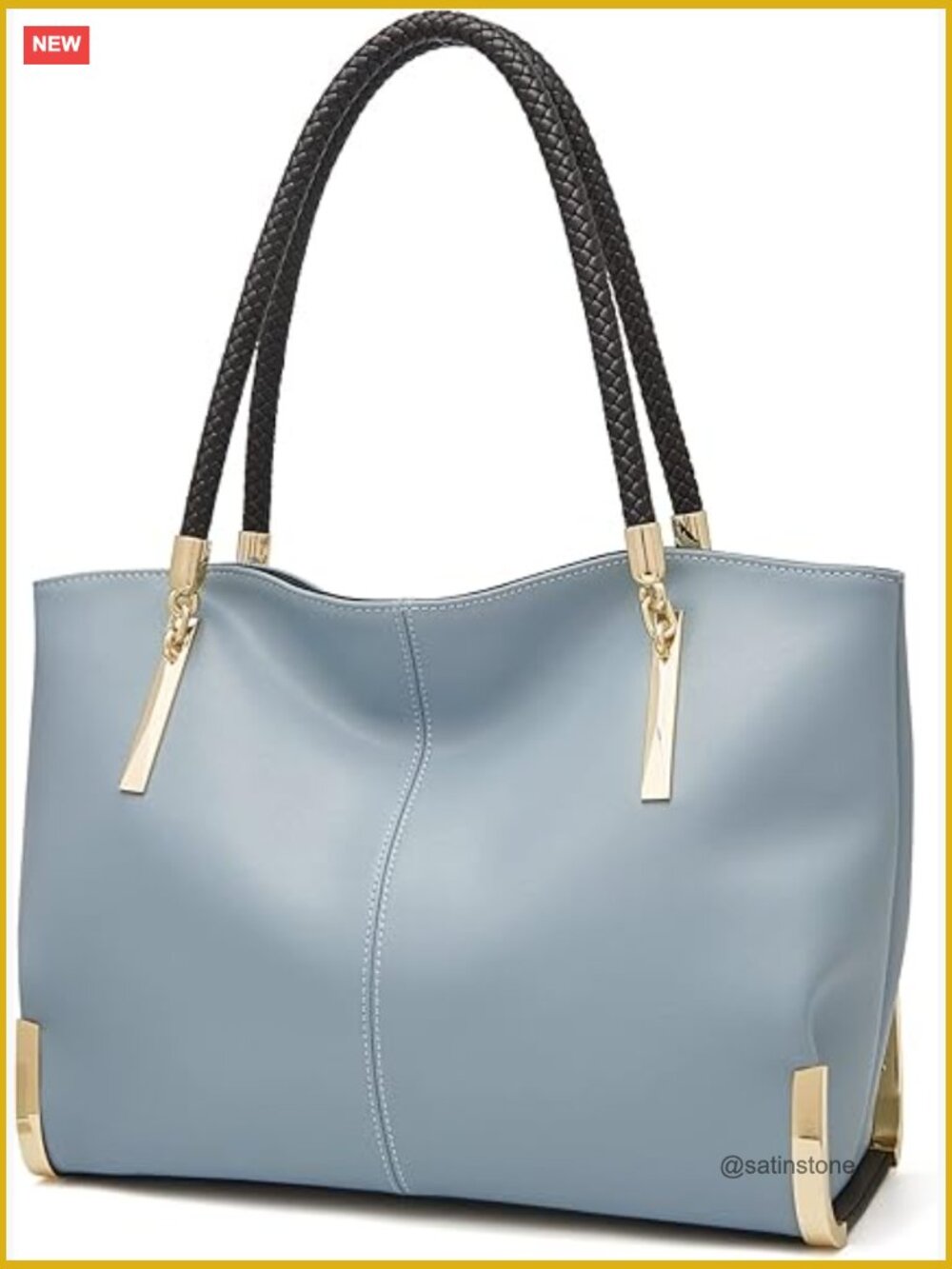 Large Capacity Leather Tote Bag with Gold Hardware Minimalist Design